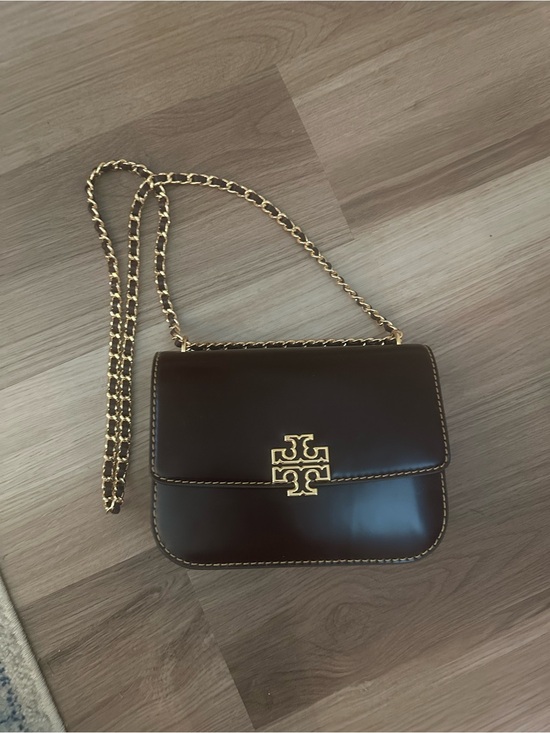 Tory Burch Handbags - Tory Burch Dark Brown Leather Crossbody with Gold Chain